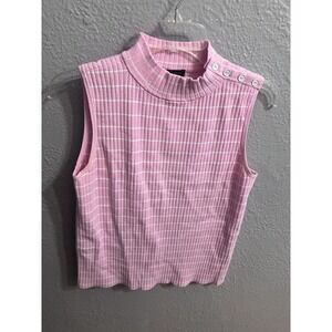 Women Talbots Sleeveless Ribbed Size Small  Pink‎ & White Striped